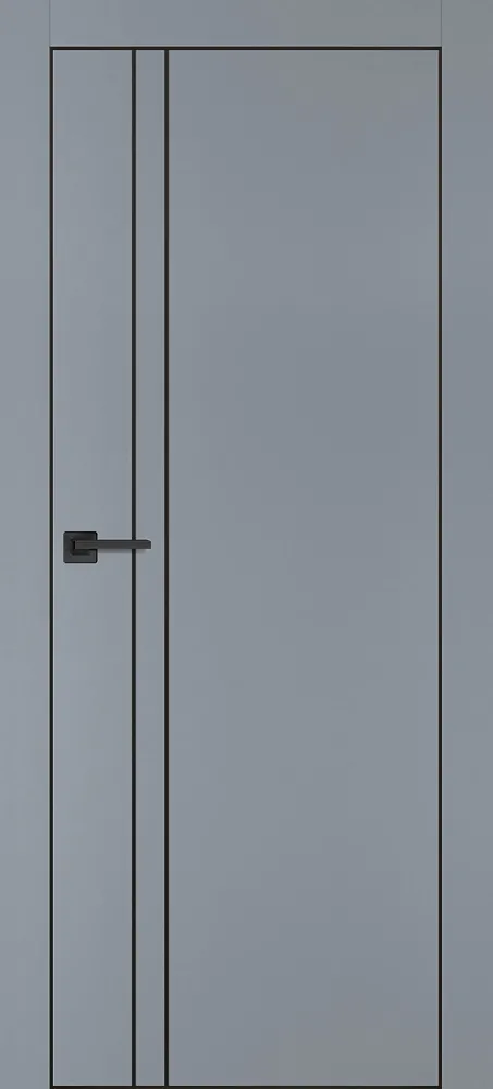 Межкомнатная дверь ПХ-20  черная кромка с 4-х ст. Серый матовый