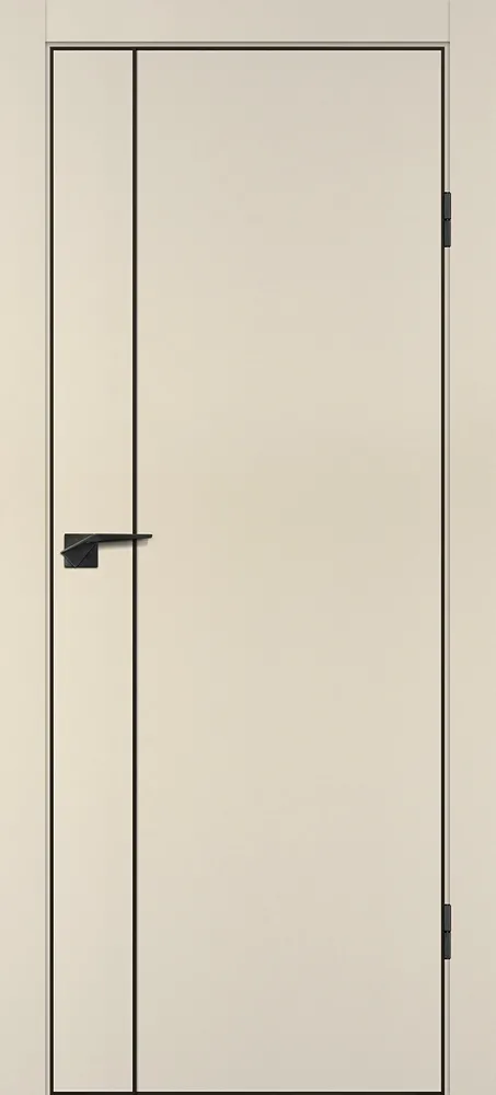 Межкомнатная дверь P-21  черный молдинг PET,  кромка ABS черная c 4-х ст. Бежевый матовый